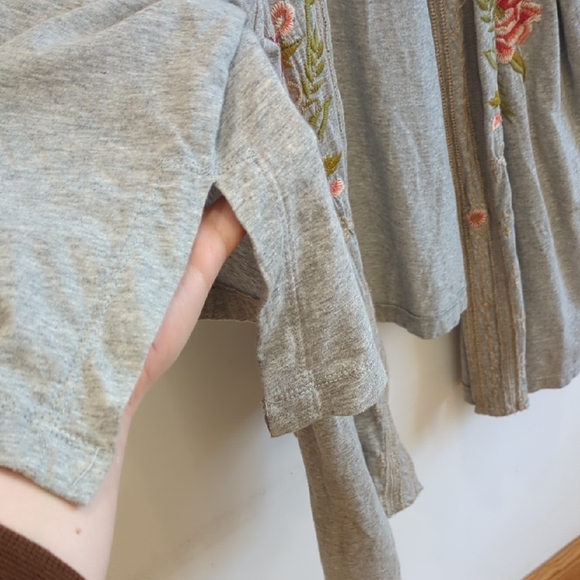 Johnny Was Gray and pink embroidered Boho Kimono Cardigan Women Sz 2XL - Picture 6 of 10